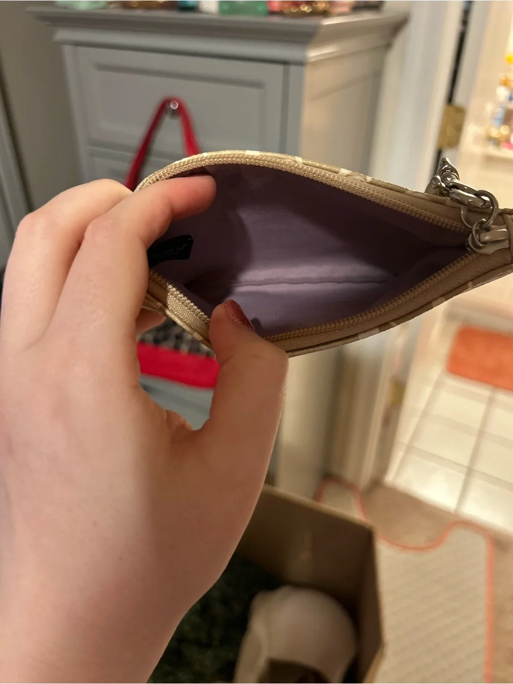Coach Heritage Canvas Khaki Stripe Wristlet